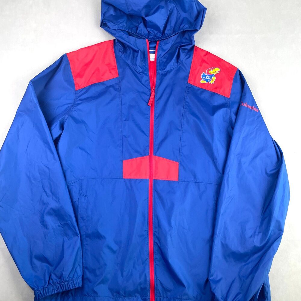 Kansas Jayhawks Jacket Mens Medium NCAA‎ Basketball Hooded Windbreaker Columbia
